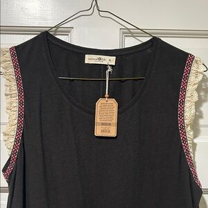 Natural Life Black dress with Lace and Red Accents plus bonus hair tie- NWT